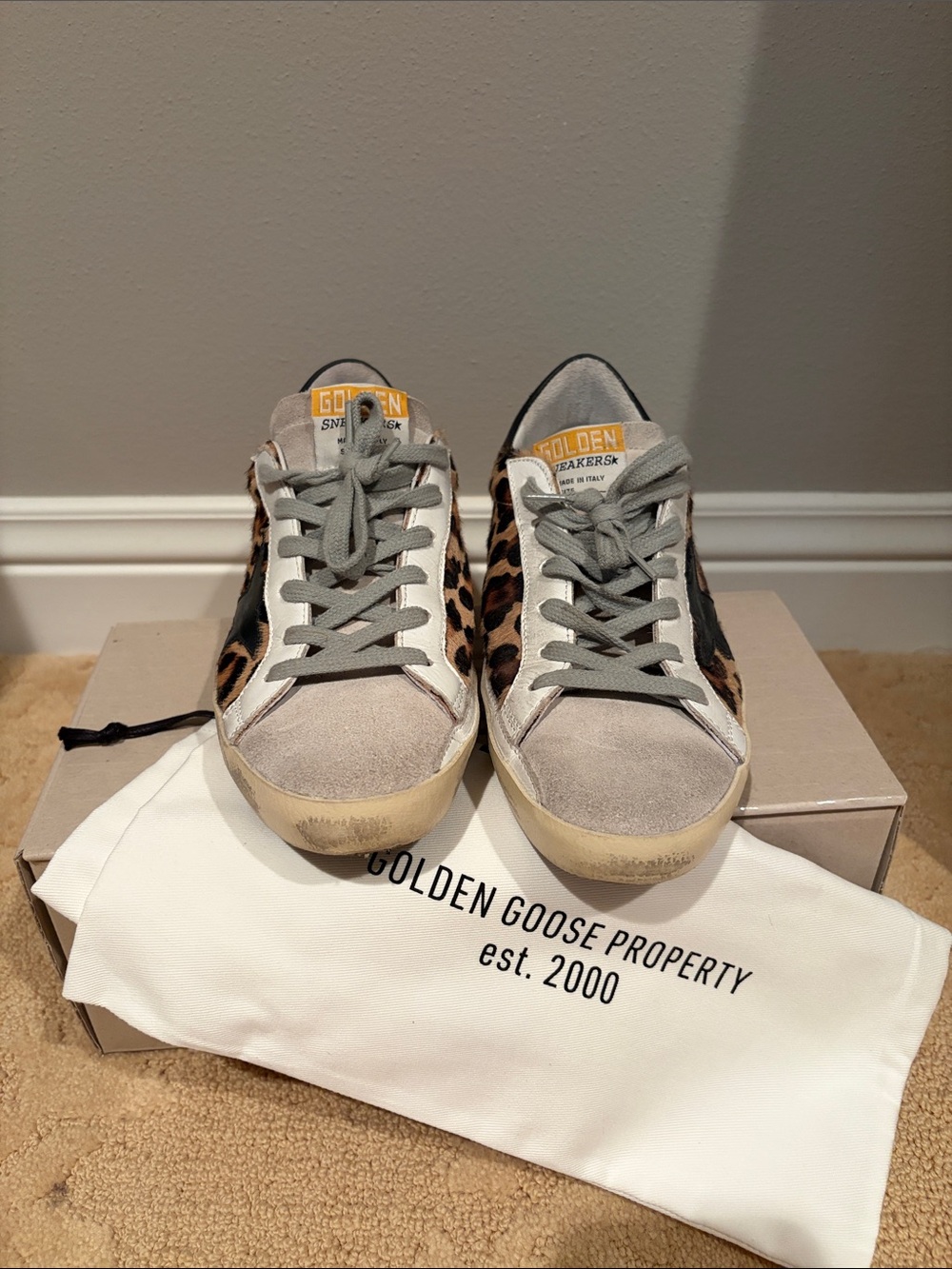 Golden Goose Leopard-Print Superstar Sneakers - Brown, Black & Gray - Picture 2 of 6